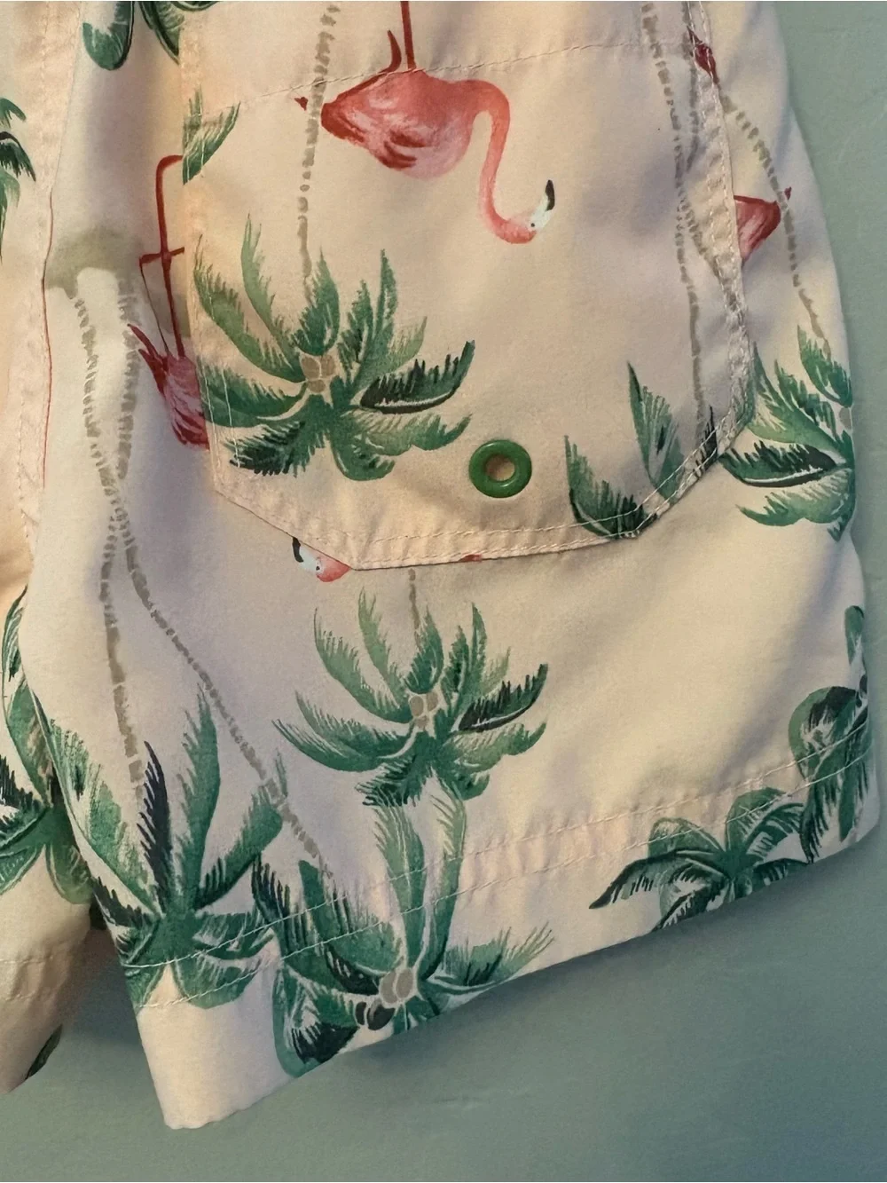 Old Navy pink flamingo and palm tree print boys swim trunks size xs 5